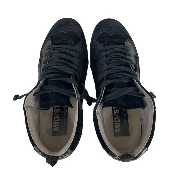 Golden Goose Mid Star Black Wing Tip Sneakers with Black Stars & Soles Sz 38 - Picture 3 of 12